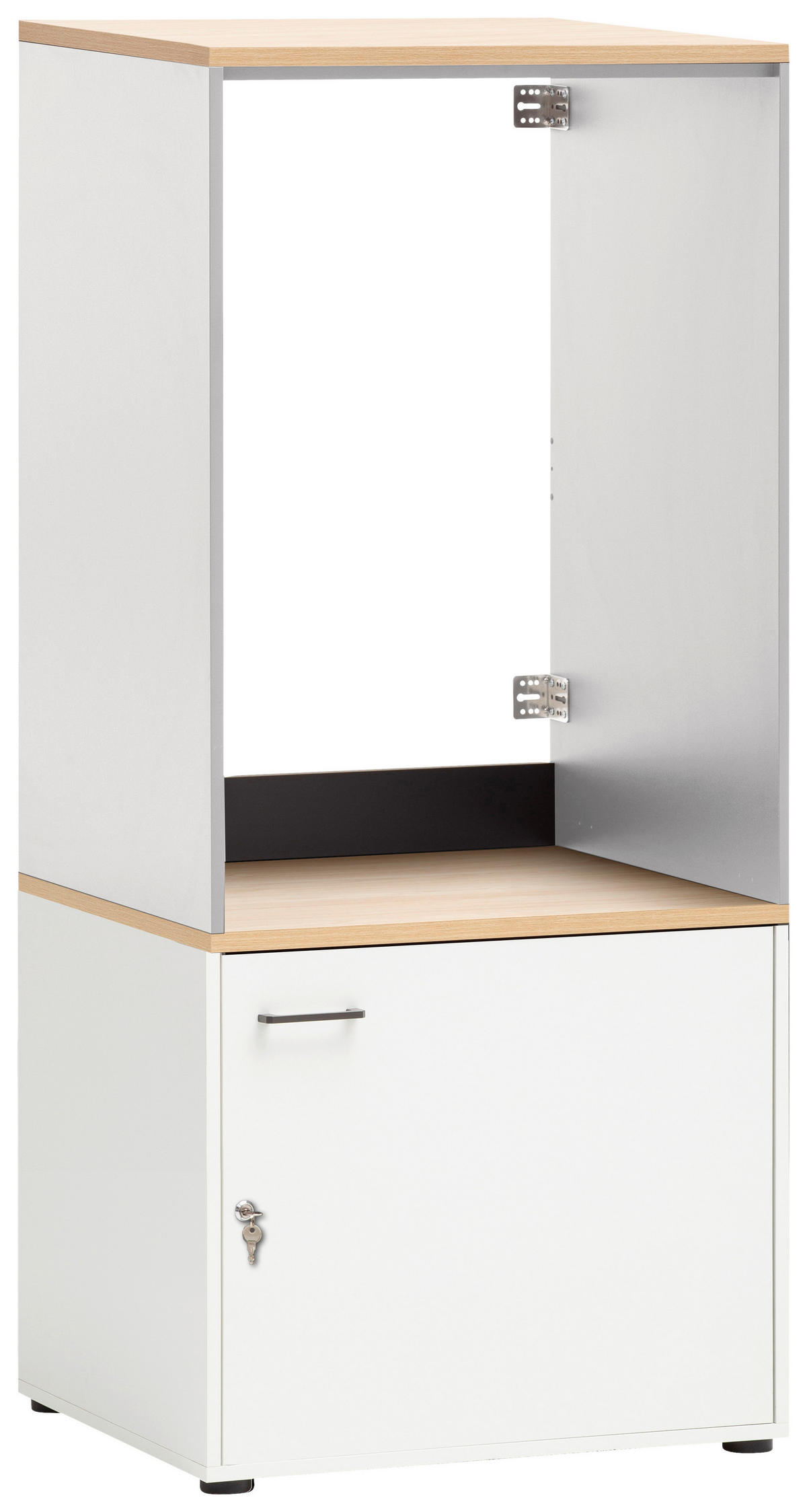 WASCHMASCHINENSCHRANK 67,1/154,7/60 cm  in Weiß, Eichefarben  - Chromfarben/Eichefarben, MODERN, Holzwerkstoff/Kunststoff (67,1/154,7/60cm) - MID.YOU