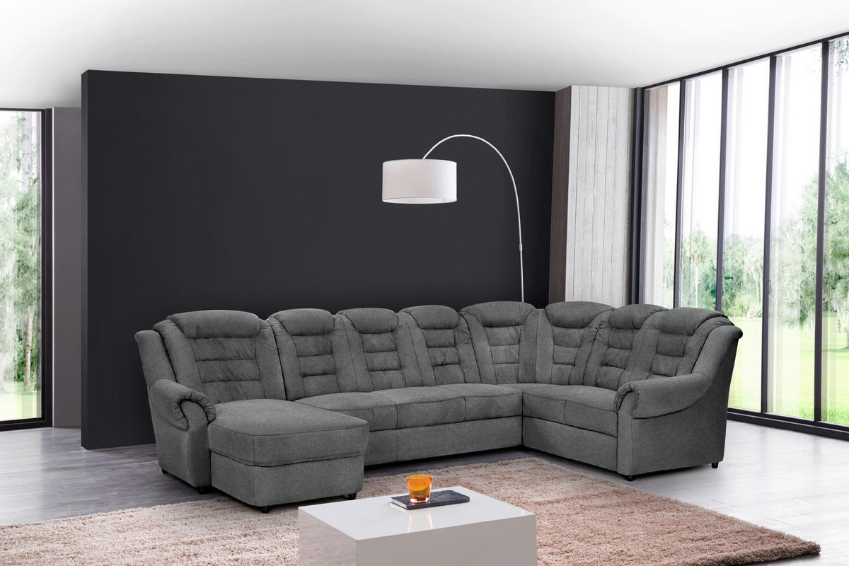 WOHNLANDSCHAFT in Chenille Dunkelgrau  - Dunkelgrau/Schwarz, Konventionell, Kunststoff/Textil (165/333/216cm) - Livetastic