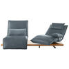2-SITZER-SOFA in Echtleder Blau  - Blau/Eichefarben, Natur, Leder/Holz (240/63/115cm) - Koinor