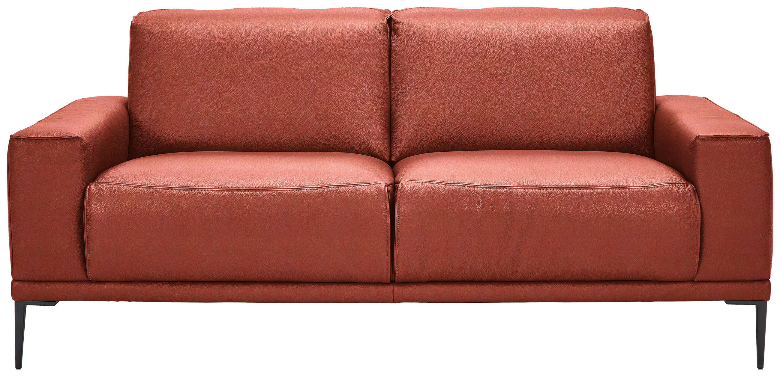 2-SITZER-SOFA in Echtleder Rot  - Rot/Schwarz, Design, Leder/Metall (180/82/92cm) - Johann Jakob