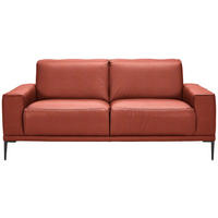 2-SITZER-SOFA in Echtleder Rot  - Rot/Schwarz, Design, Leder/Metall (180/82/92cm) - Johann Jakob
