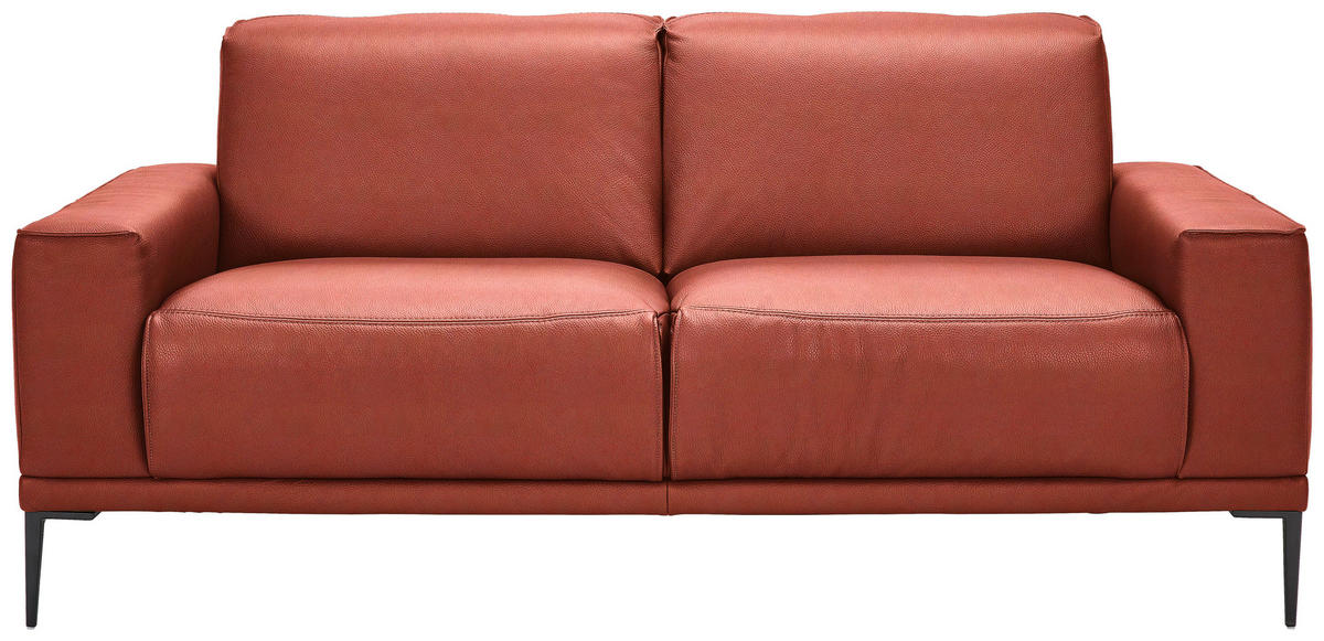 2-SITZER-SOFA in Echtleder Rot  - Rot/Schwarz, Design, Leder/Metall (180/82/92cm) - Johann Jakob