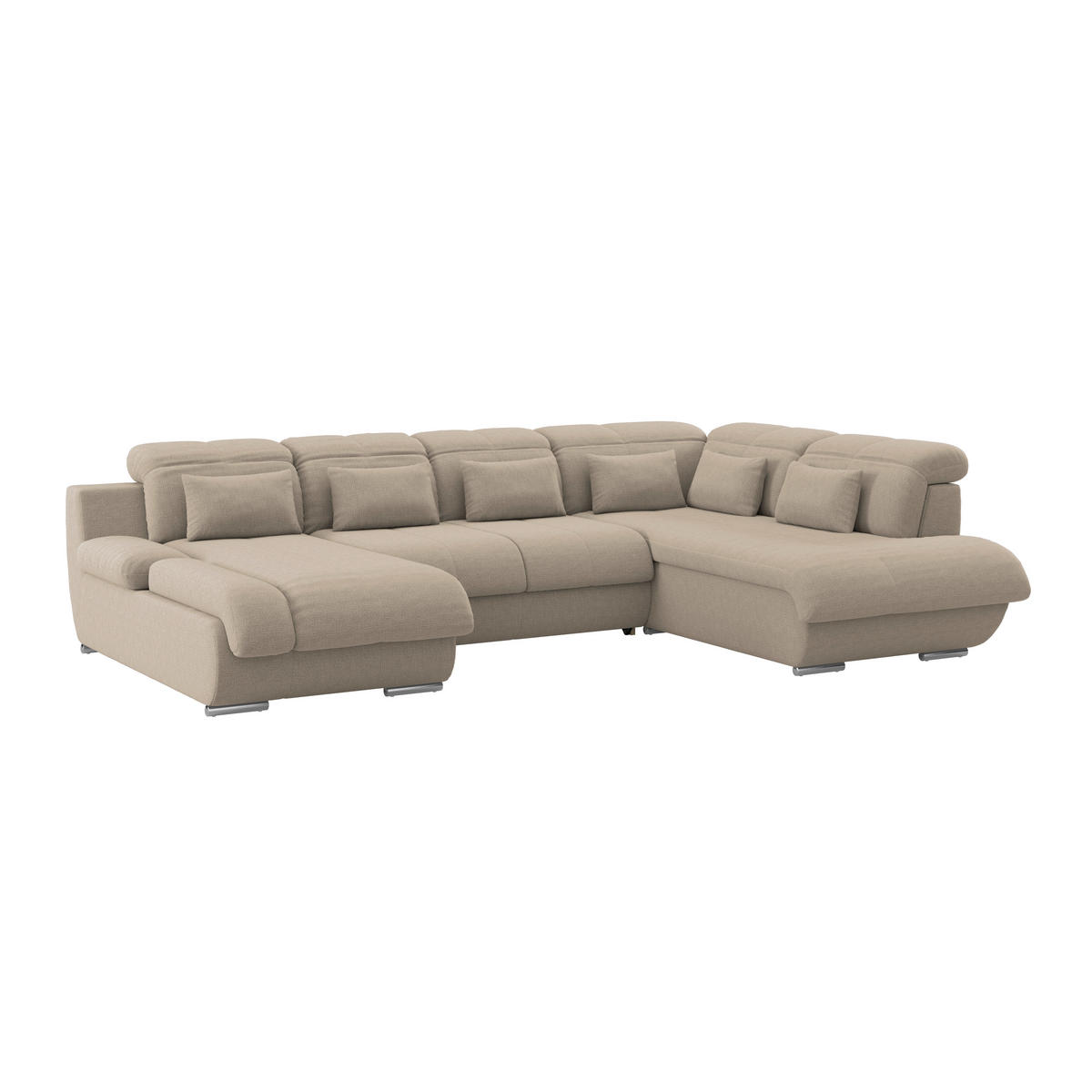 WOHNLANDSCHAFT MULTI Braun Chenille  - Chromfarben/Braun, MODERN, Textil/Metall (184/345/228cm) - Livetastic