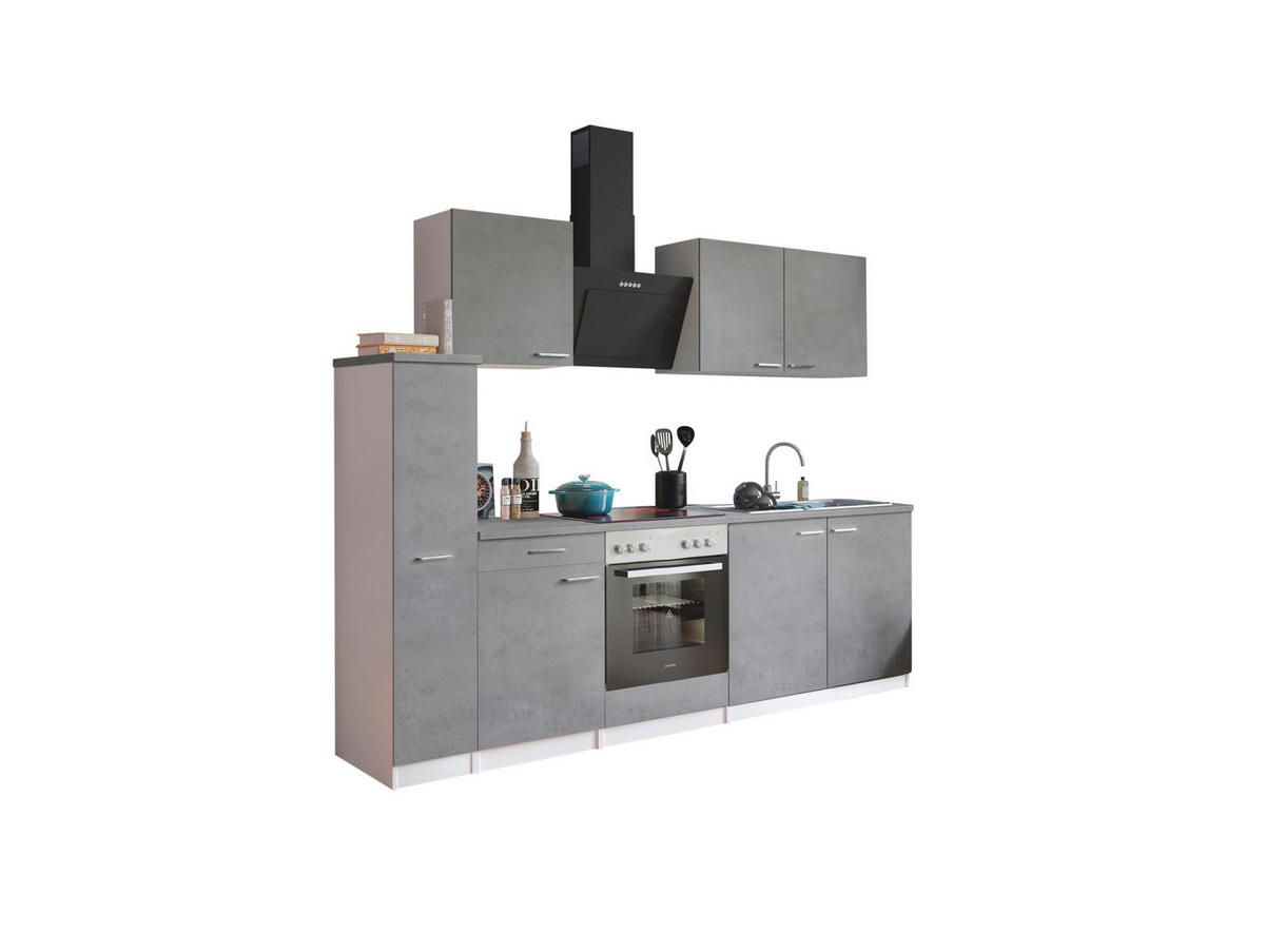 KÜCHENBLOCK   in Grau, Weiß  - Edelstahlfarben/Weiß, Basics, Holzwerkstoff/Metall (240cm) - Respekta