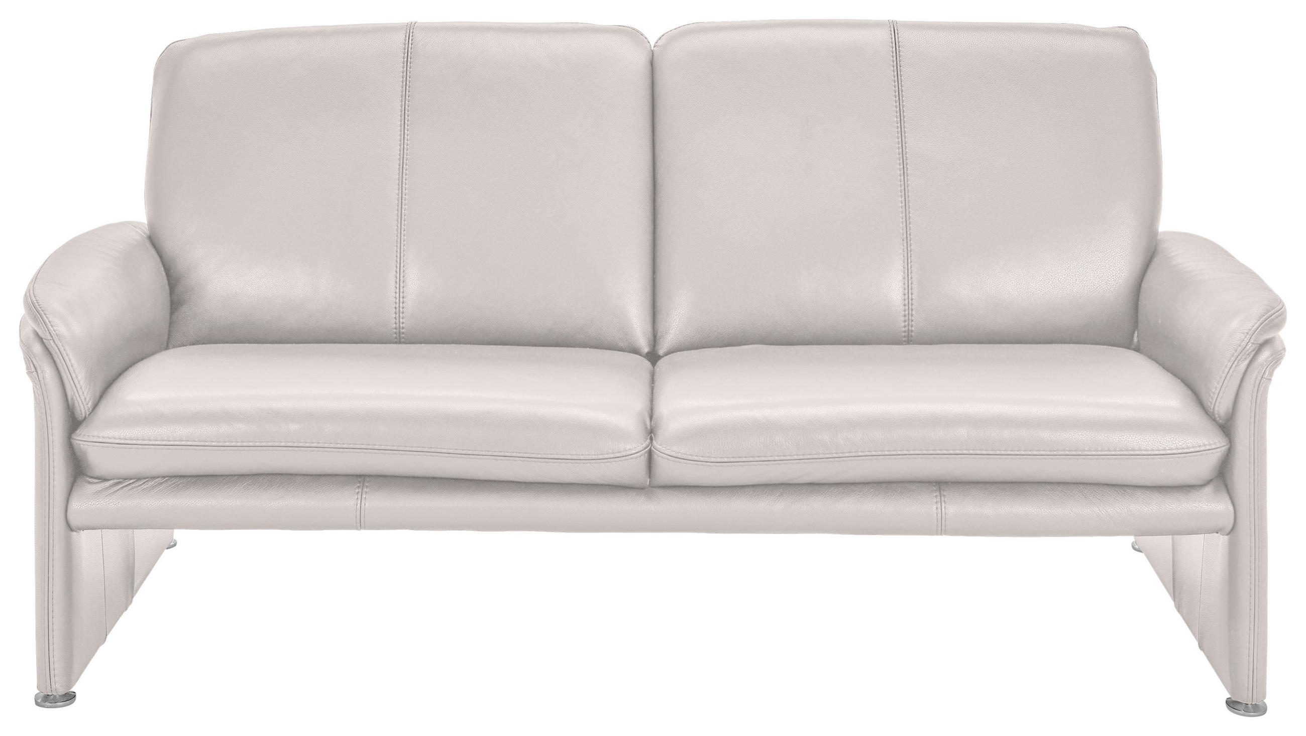 2-SITZER-SOFA Hellgrau Echtleder  - Chromfarben/Hellgrau, KONVENTIONELL, Leder/Metall (158/90/86cm) - Celina Home
