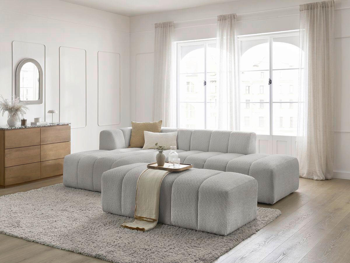 ECKSOFA  ANNECY Hellgrau Bouclé  - Hellgrau/Schwarz, MODERN, Kunststoff/Textil (170/262cm)