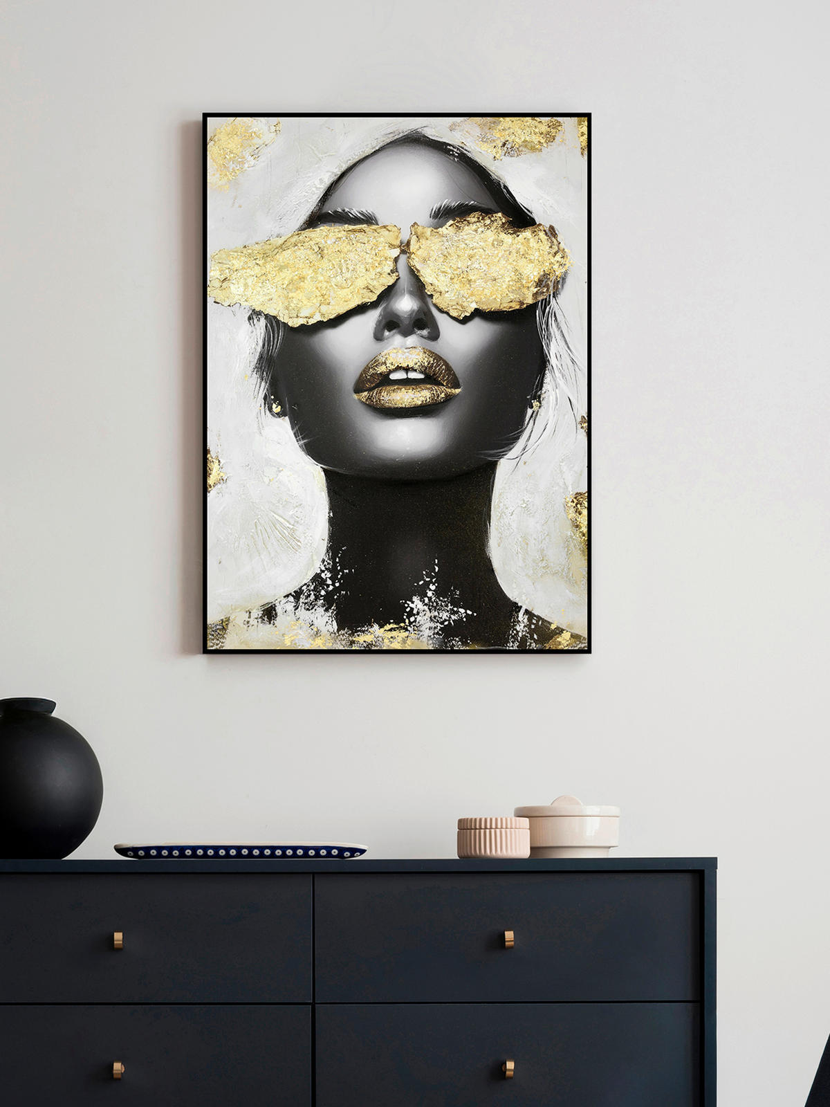 ÖLGEMÄLDE Stillleben, Frauen 50/70 cm  - Multicolor/Schwarz, Design, Holzwerkstoff/Textil (50/70cm) - Monee