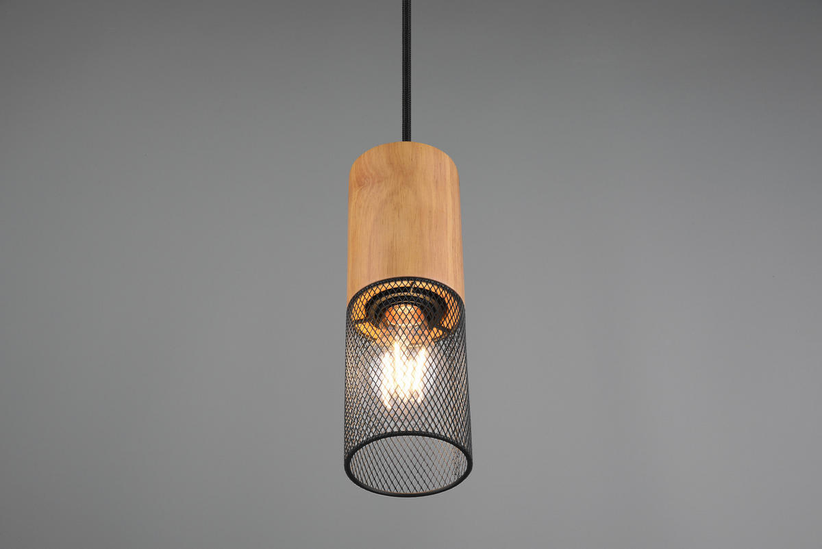SCHIENENSYSTEM-HÄNGELEUCHTE 8,0/180 cm   - Schwarz, Natur, Holz/Metall (8,0/180cm) - Trio Leuchten