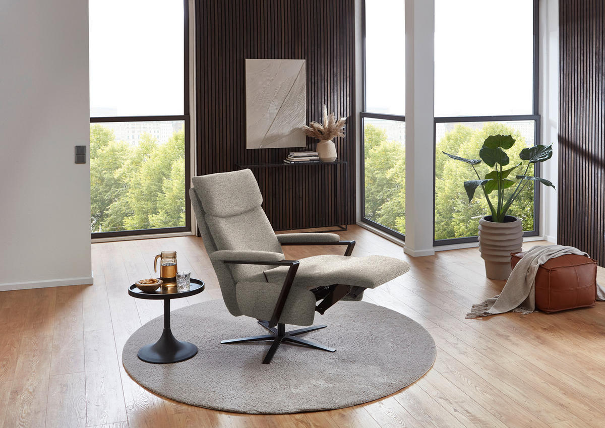 RELAXSESSEL in Textil Beige  - Beige/Schwarz, Design, Textil/Metall (68/117/85cm) - Cantus