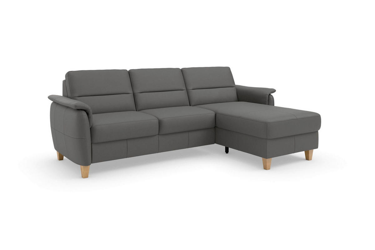 ECKSOFA PALMERA E in Echtleder Mokka  244/163 cm  - Eichefarben/Mokka, Basics, Leder/Holz (244/163cm) - Sit & More