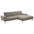 ECKSOFA  in Chenille, Flachgewebe Greige  284/180 cm  - Greige/Schwarz, Design, Textil/Metall (284/180cm) - Dieter Knoll