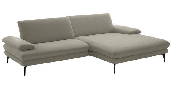 ECKSOFA  in Chenille, Flachgewebe Greige  284/180 cm  - Greige/Schwarz, Design, Textil/Metall (284/180cm) - Dieter Knoll