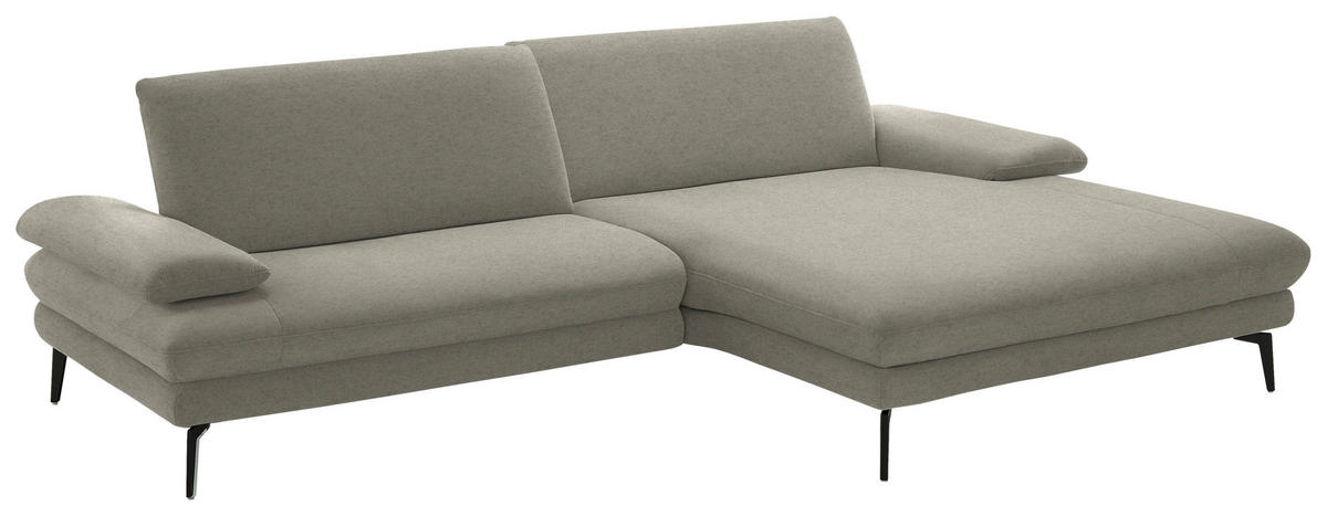 ECKSOFA chenille, tissage à plat grège  - noir/grège, Design, textile/métal (284/180cm) - Dieter Knoll