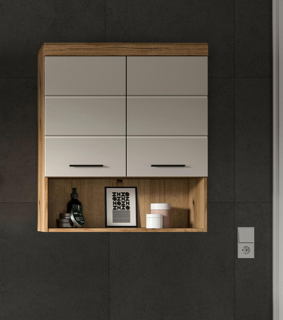 HÄNGESCHRANK 74/79/24 cm  - Kaschmir/Schwarz, MODERN, Holzwerkstoff/Kunststoff (74/79/24cm) - MID.YOU