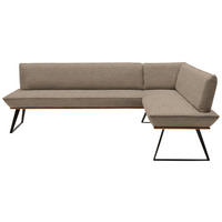 ECKBANK 243/183 cm Webstoff Schwarz, Eichefarben, Greige Eiche massiv Metall   - Greige/Eichefarben, Design, Holz/Textil (243/183cm) - Voleo