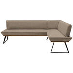 ECKBANK 223/163 cm Webstoff Schwarz, Eichefarben, Greige Eiche massiv Metall   - Greige/Eichefarben, Design, Holz/Textil (223/163cm) - Voleo