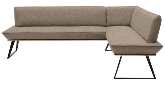 ECKBANK 203/163 cm Webstoff Schwarz, Eichefarben, Greige Eiche massiv Metall   - Greige/Eichefarben, Design, Holz/Textil (203/163cm) - Voleo
