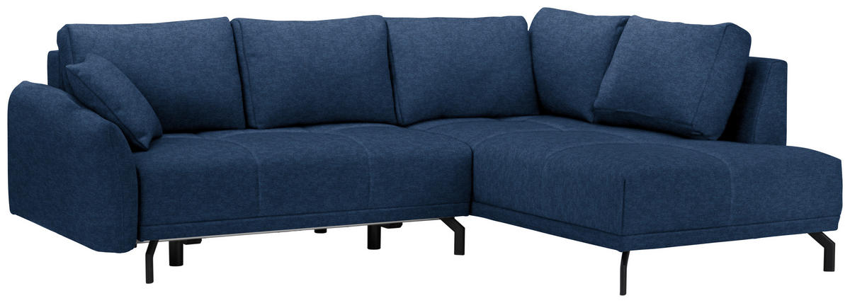 ECKSOFA in Webstoff Dunkelblau  250/191 cm  - Schwarz/Dunkelblau, Design, Textil/Metall (250/191cm) - Carryhome