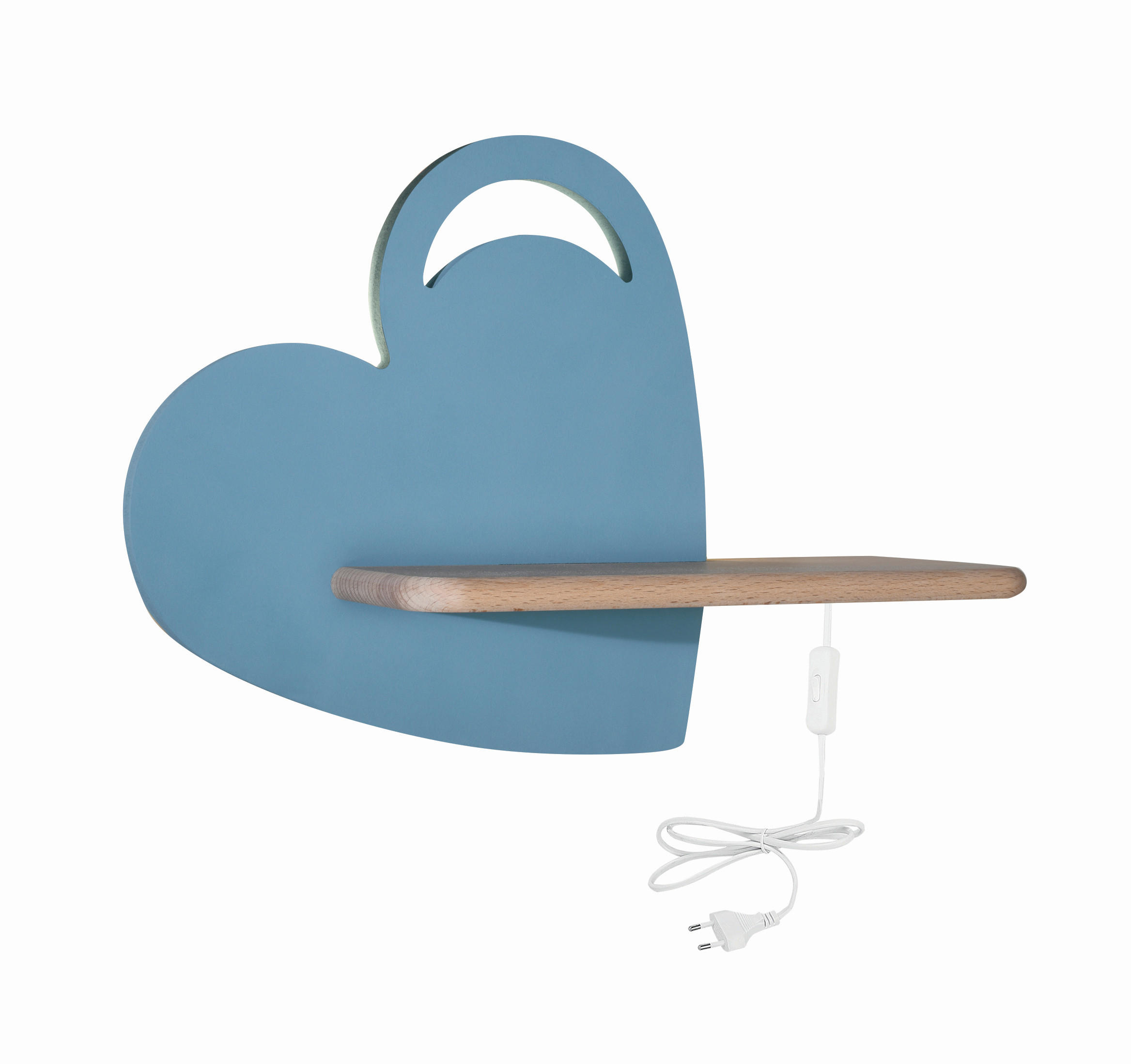 VÄGGLAMPA FÖR BARN Heart 36/12/26 cm   - ljusblå, Klassisk, metall/trämaterial (36/12/26cm)
