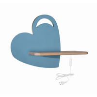 VÄGGLAMPA FÖR BARN Heart 36/12/26 cm   - ljusblå, Klassisk, metall/trämaterial (36/12/26cm)