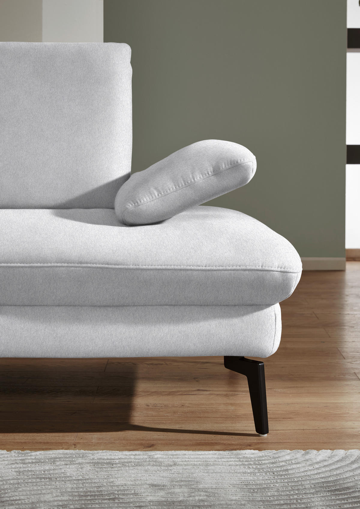 ECKSOFA in Chenille, Mikrofaser Hellgrau  157/299 cm  - Hellgrau/Schwarz, Design, Textil/Metall (157/299cm) - Dieter Knoll