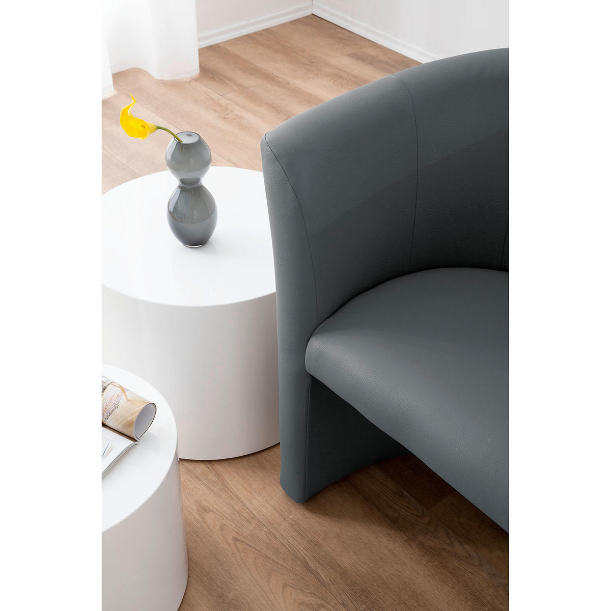 COCKTAILSESSEL Lederlook Grau  - Schwarz/Grau, Design, Kunststoff/Textil (66/75/56cm) - Livetastic