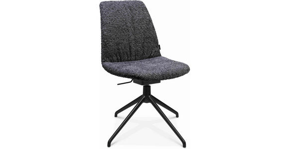 STUHL in Aluminium Bouclé Metall, Textil - Lavagrau/Schwarz, Design, Textil/Metall (46/81,5-84,5/55cm) - Johann Jakob