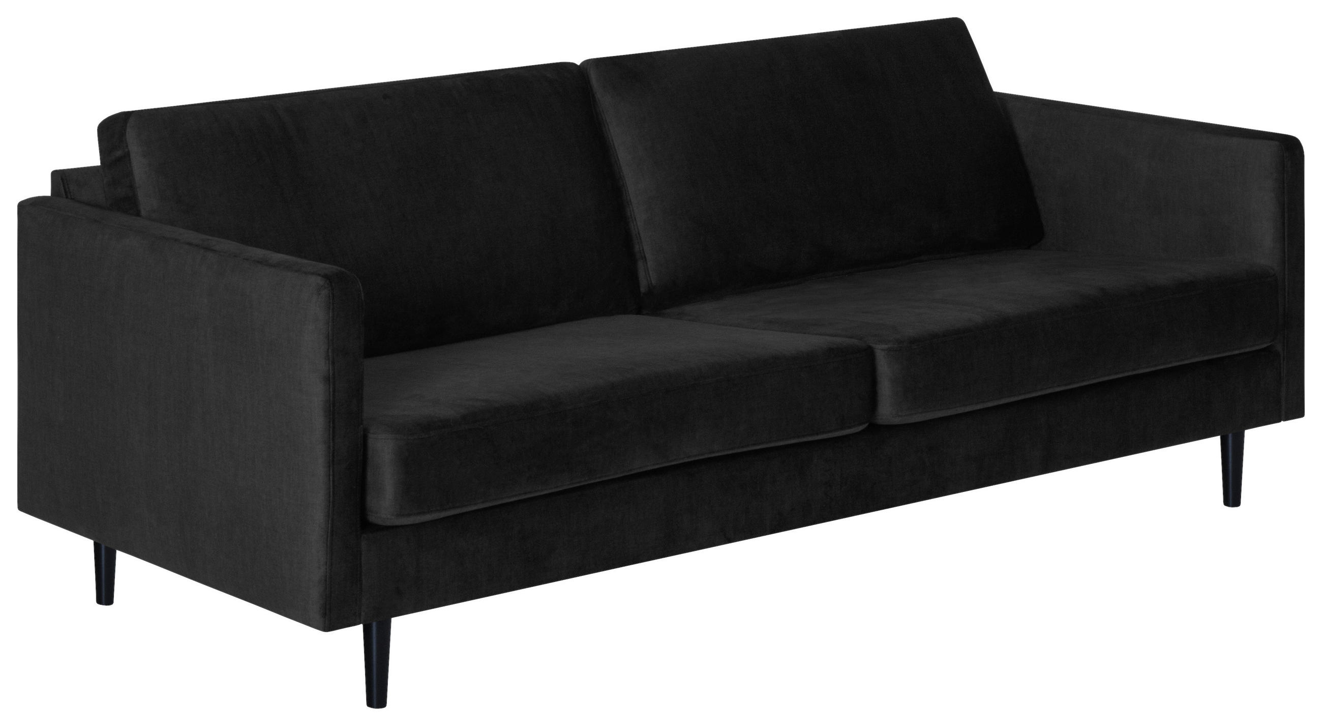 3-SITS SOFFA i velour svart  - svart, Klassisk, trä/textil (196/77/89cm) - Hom`in