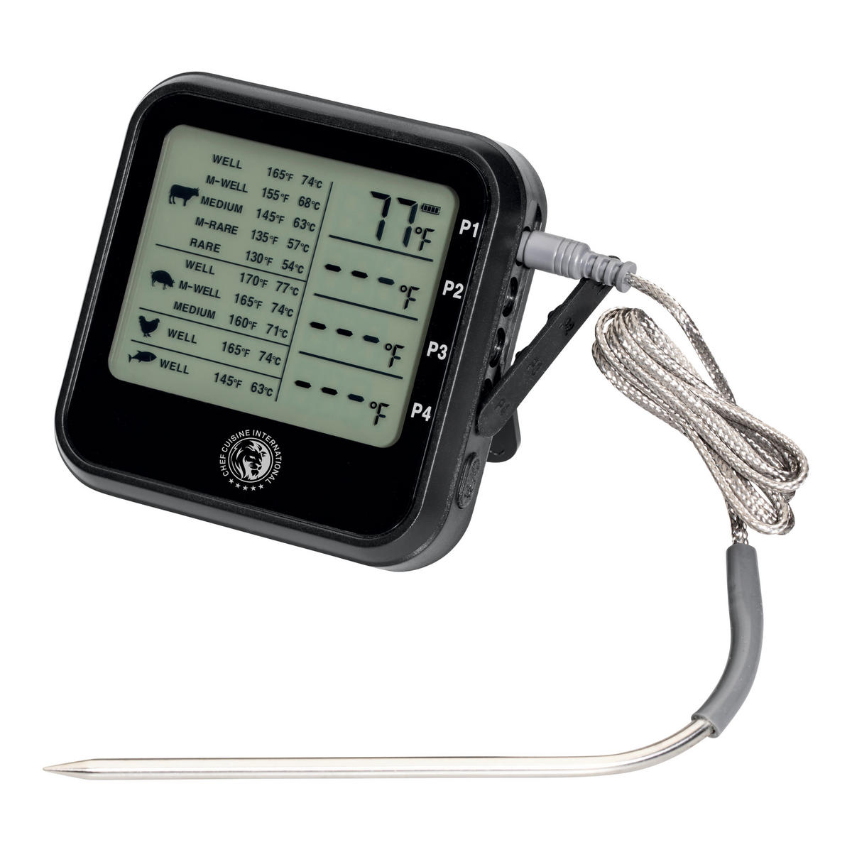 BRATENTHERMOMETER BBQ  - Edelstahlfarben/Schwarz, Basics, Kunststoff/Metall - CHEF CUISINE