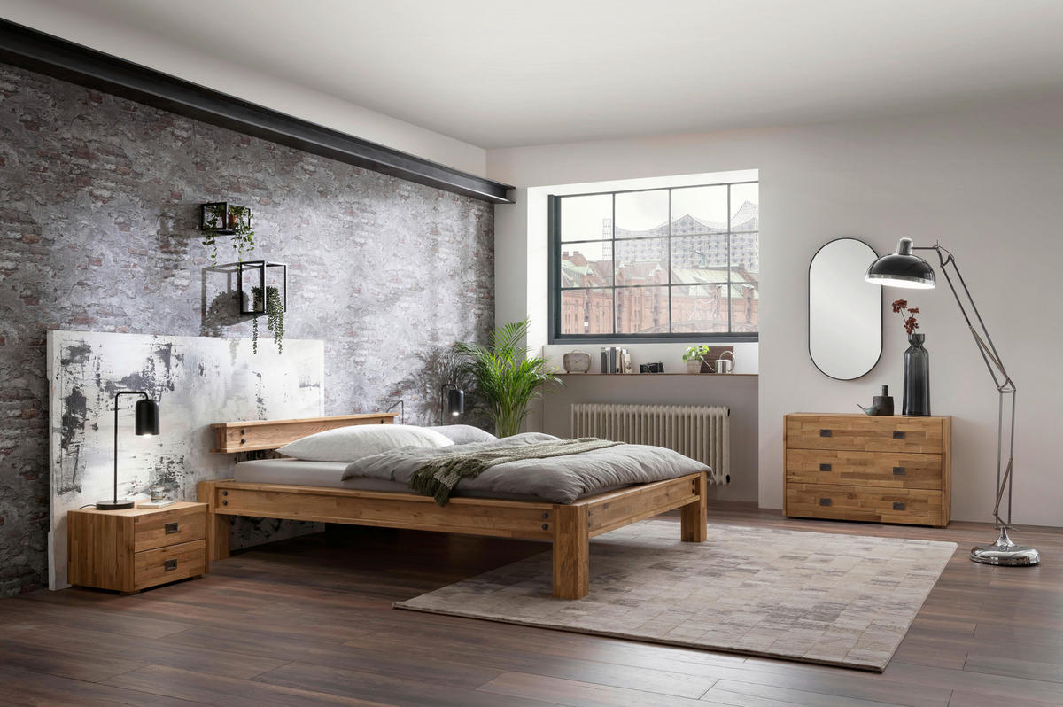 BALKENBETT 180/200 cm  in Braun, Eichefarben   - Eichefarben/Braun, Natur, Holz (180/200cm) - Hasena