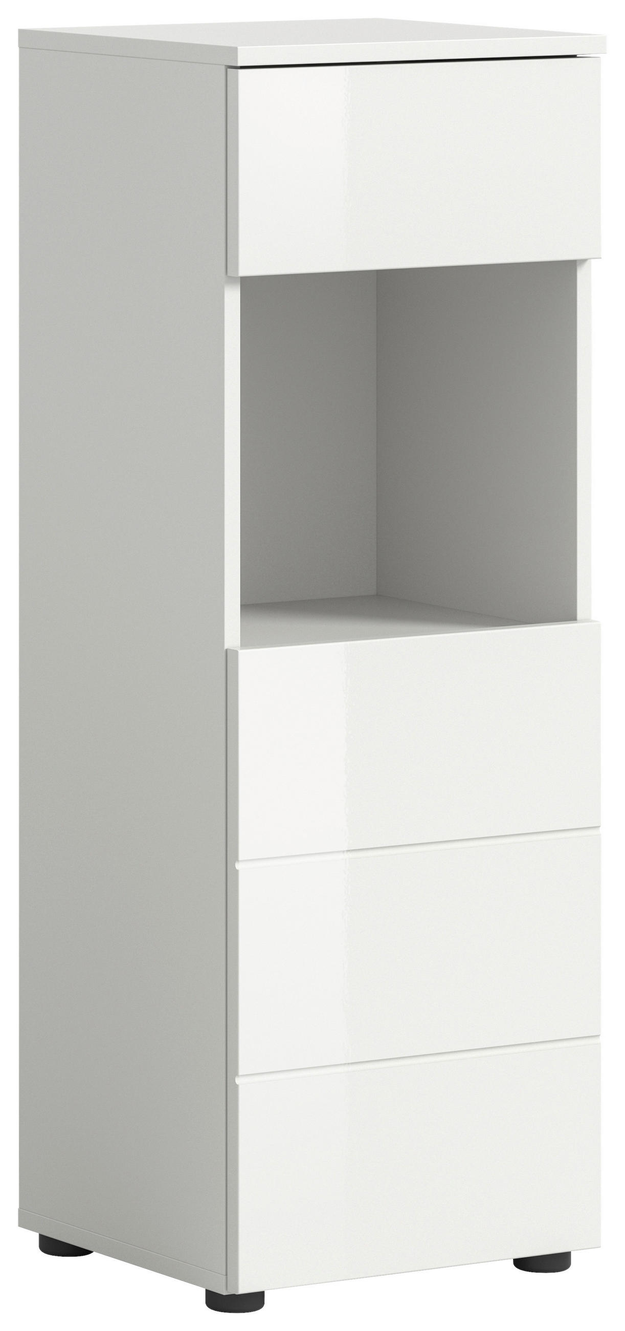 MIDISCHRANK 38/106/34 cm  - Weiß Hochglanz/Schwarz, MODERN, Holzwerkstoff (38/106/34cm) - MID.YOU
