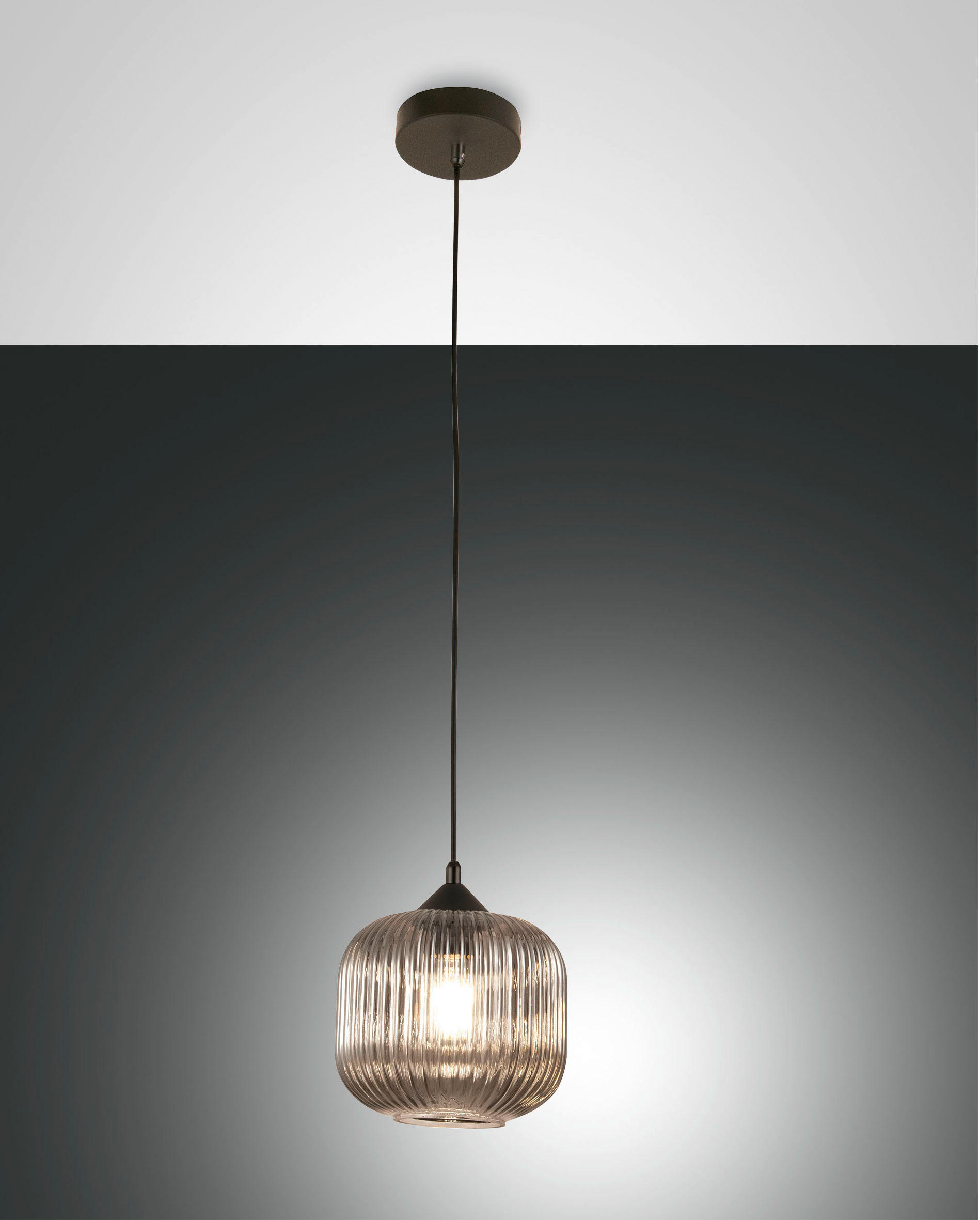 PENDELLEUCHTE Dock 20/200 cm   - Schwarz/Grau, Design, Glas/Metall (20/200cm) - Fabas Luce