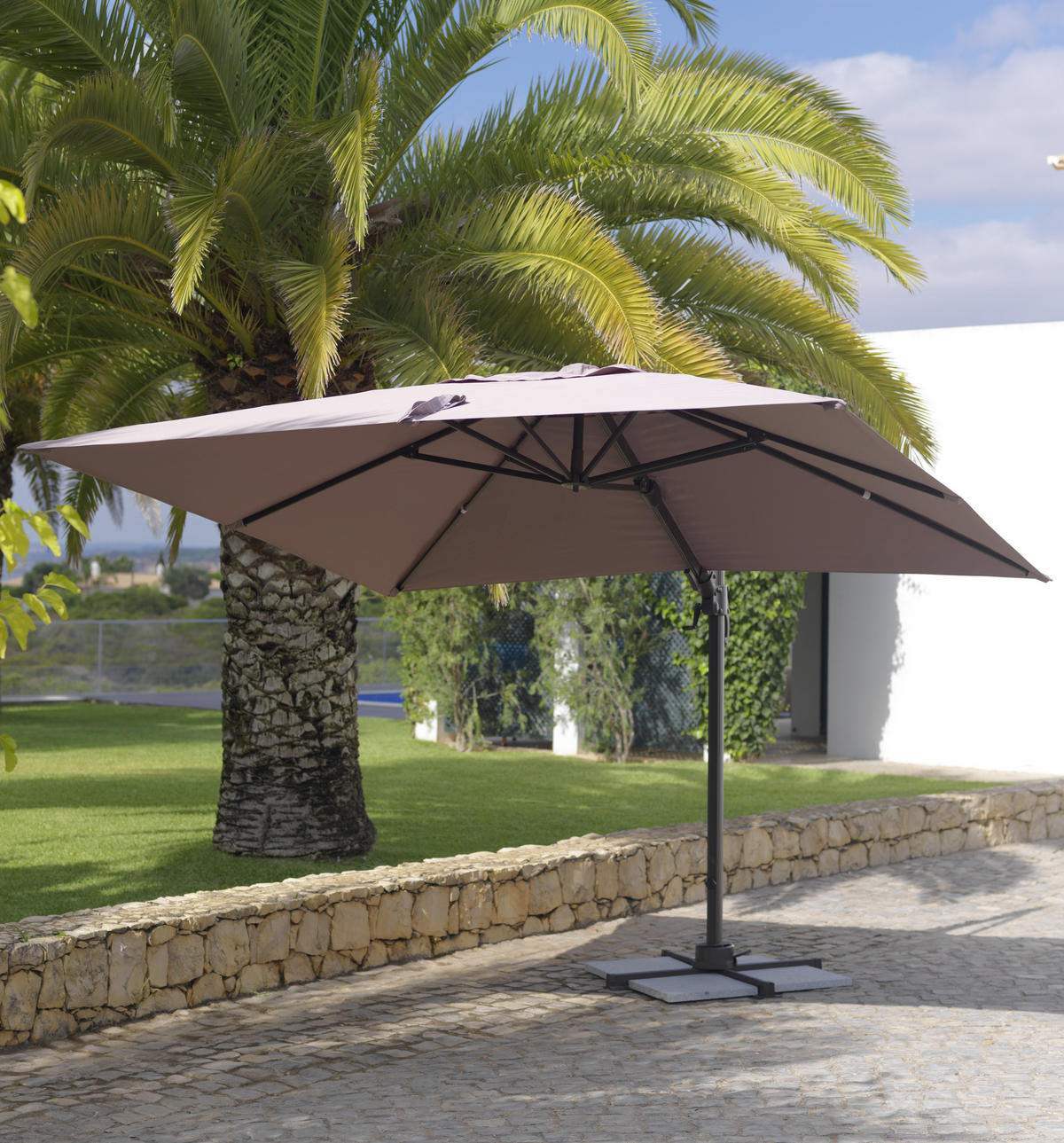 SENČNIK - temno rjava/rjava, Trendi, kovina/tekstil (300/265/300cm) - Ambia Garden