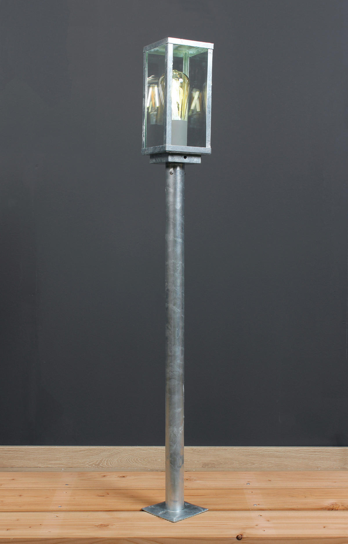 WEGELEUCHTE Karo   - Klar/Zinkfarben, Basics, Glas/Metall (100/11/11cm)