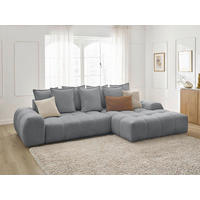 ECKSCHLAFSOFA EVEREST  mit Rücken echt, Armteil links, Armteil rechts Flachgewebe Dunkelgrau  - Dunkelgrau/Schwarz, MODERN, Kunststoff/Textil (318/180cm) - Livetastic