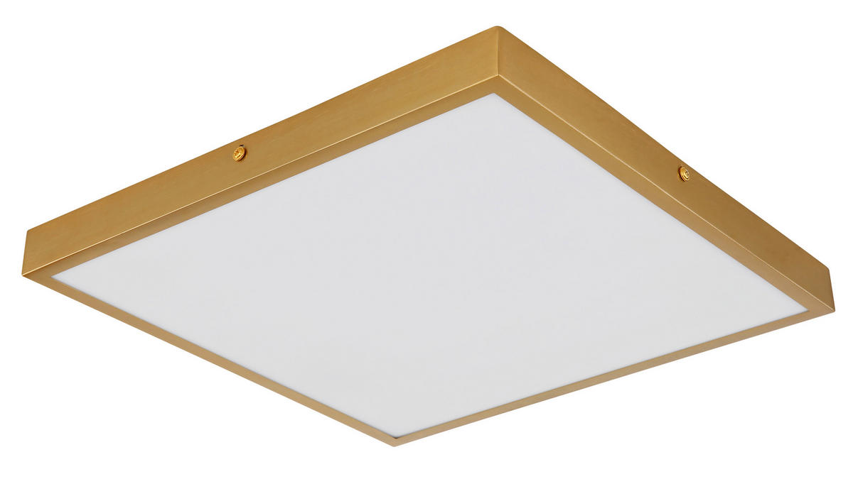 LED-DECKENLEUCHTE 22 W    35/35/3 cm  - Messingfarben/Opal, Konventionell, Kunststoff/Metall (35/35/3cm) - Globo
