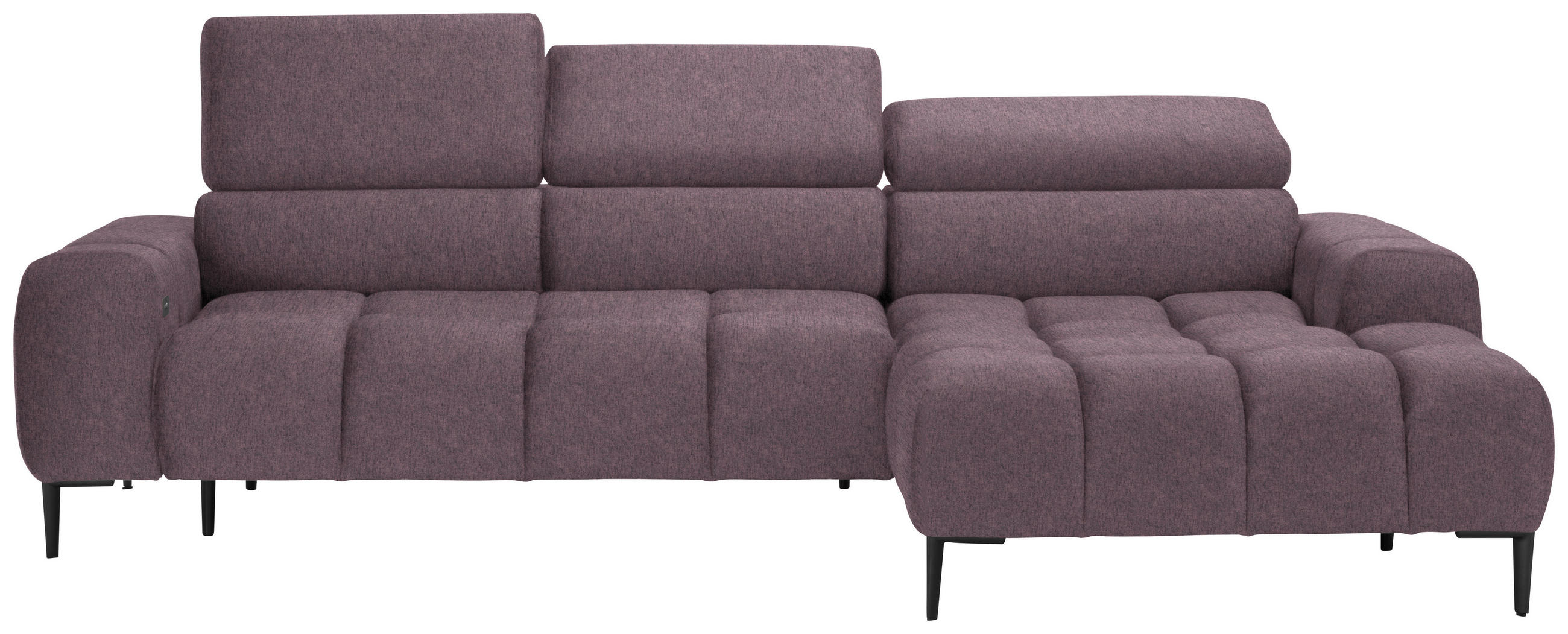 ECKSOFA in Samt, Webstoff Flieder  - Flieder/Schwarz, Design, Textil/Metall (270/177cm) - Welnova