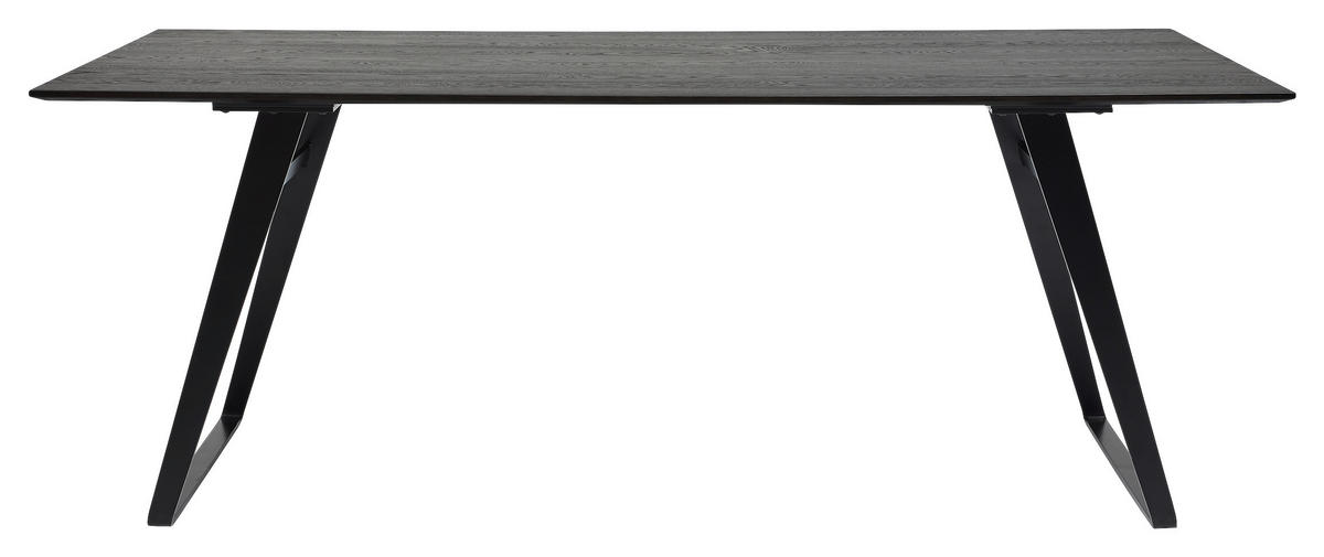 ESSTISCH Eiche massiv rechteckig Schwarz  - Schwarz, Design, Holz/Metall (180/100/77cm) - Musterring