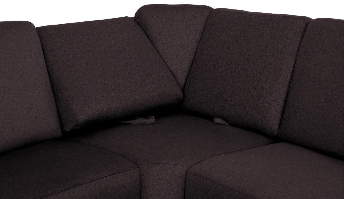WOHNLANDSCHAFT in Flachgewebe Mokka  - Chromfarben/Mokka, KONVENTIONELL, Textil/Metall (163/336/240cm) - Beldomo System