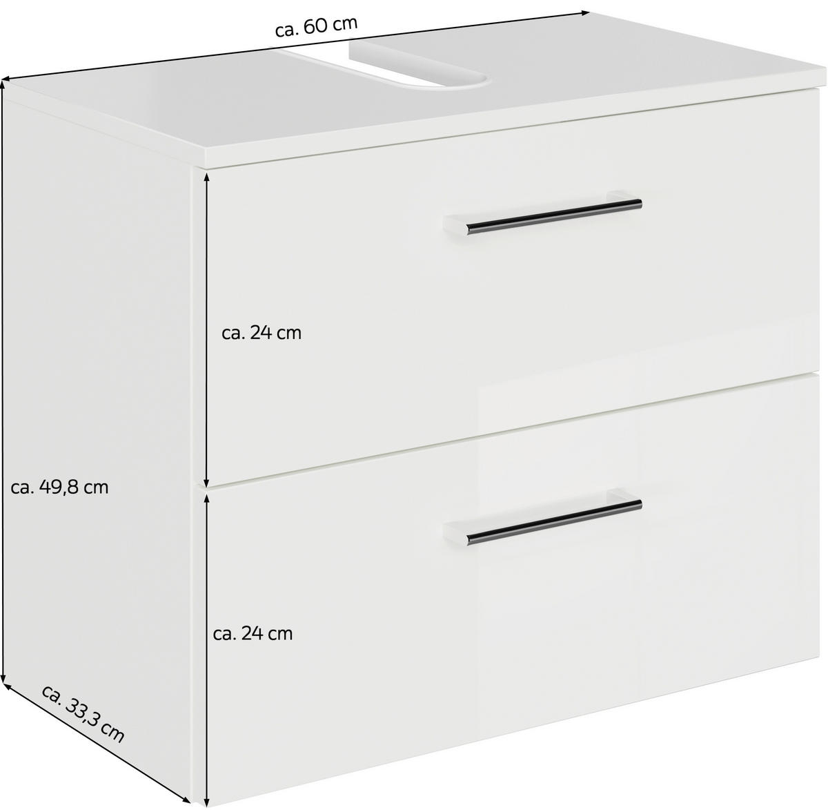 WASCHBECKENUNTERSCHRANK 60/49,8/33,3 cm  - Chromfarben/Weiß, KONVENTIONELL, Holzwerkstoff/Metall (60/49,8/33,3cm) - Sadena