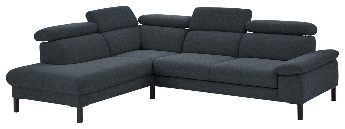 ECKSOFA in Flachgewebe Anthrazit  - Anthrazit/Schwarz, Design, Holzwerkstoff/Textil (217/272cm) - Pure Home Comfort