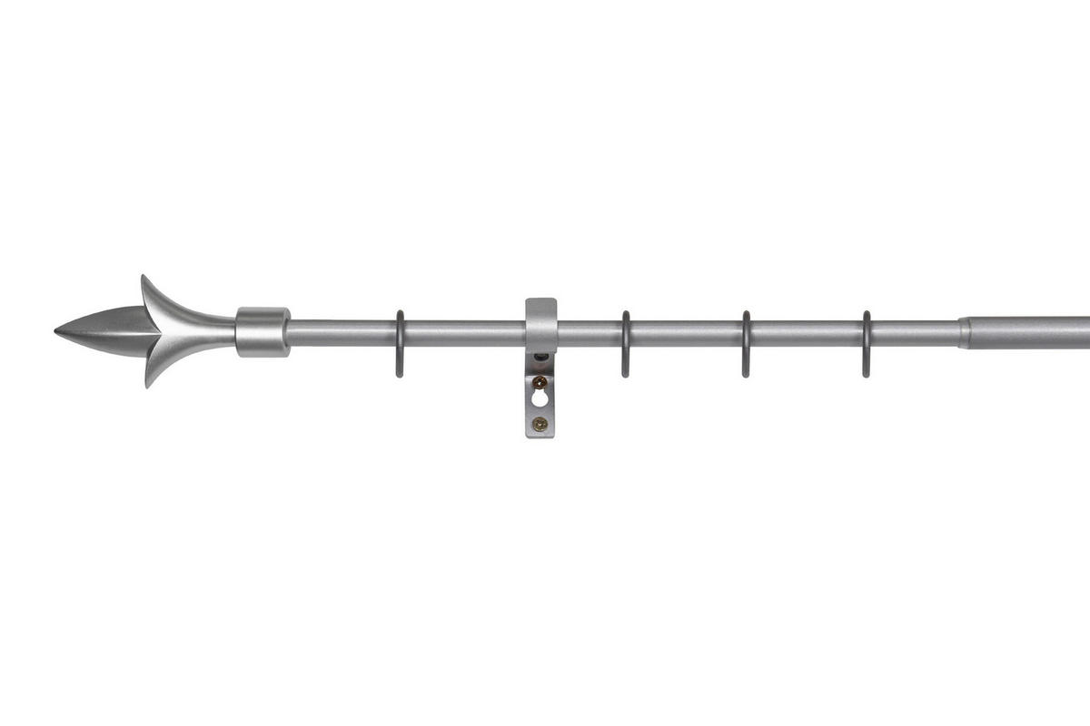VORHANGSTANGENSET  130 cm  - Grau Hochglanz, Basics, Metall (130cm)