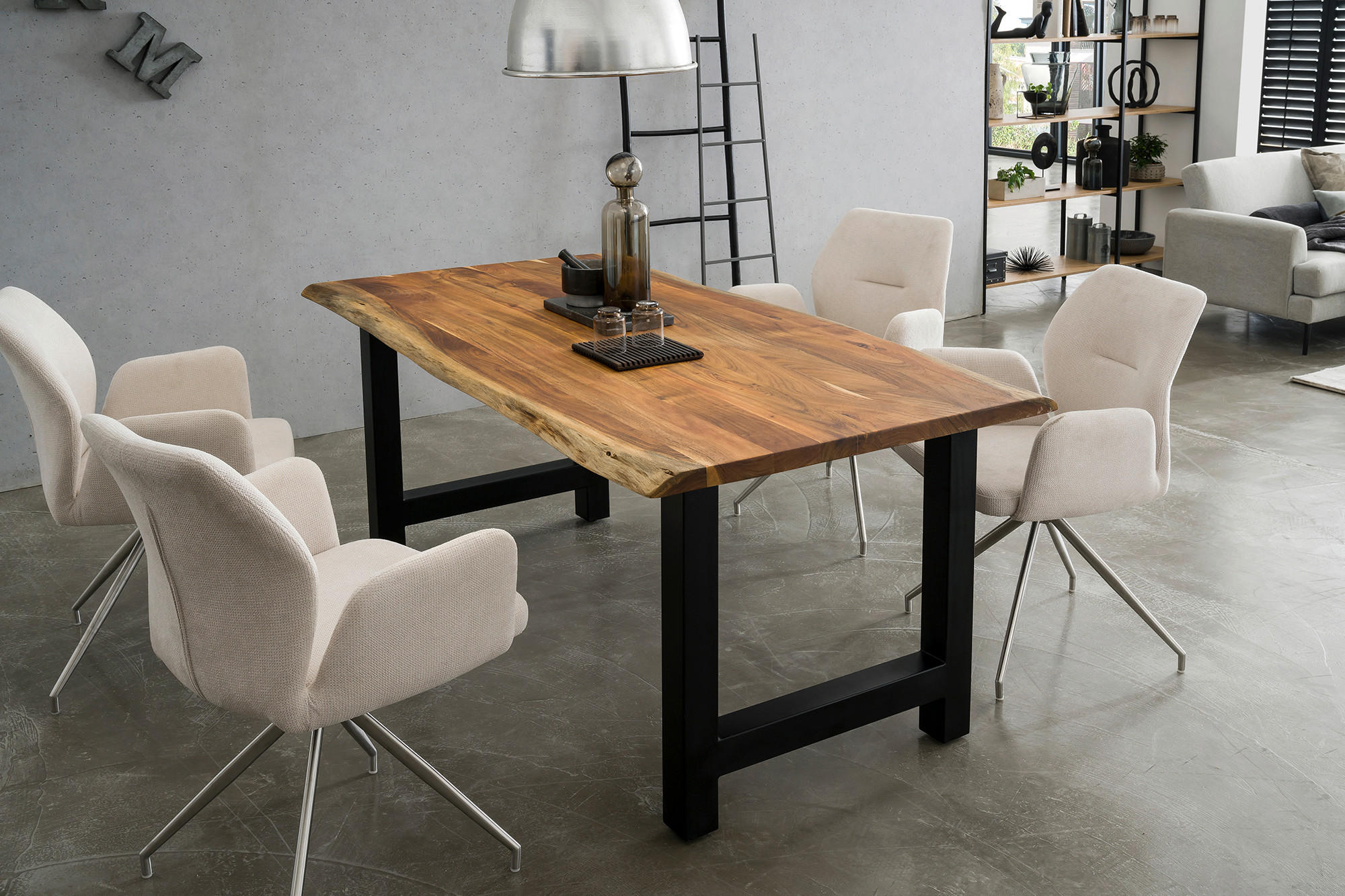 ESSTISCH in Holz 140/80/76,5 cm  - Schwarz/Naturfarben, MODERN, Holz/Metall (140/80/76,5cm) - Livetastic