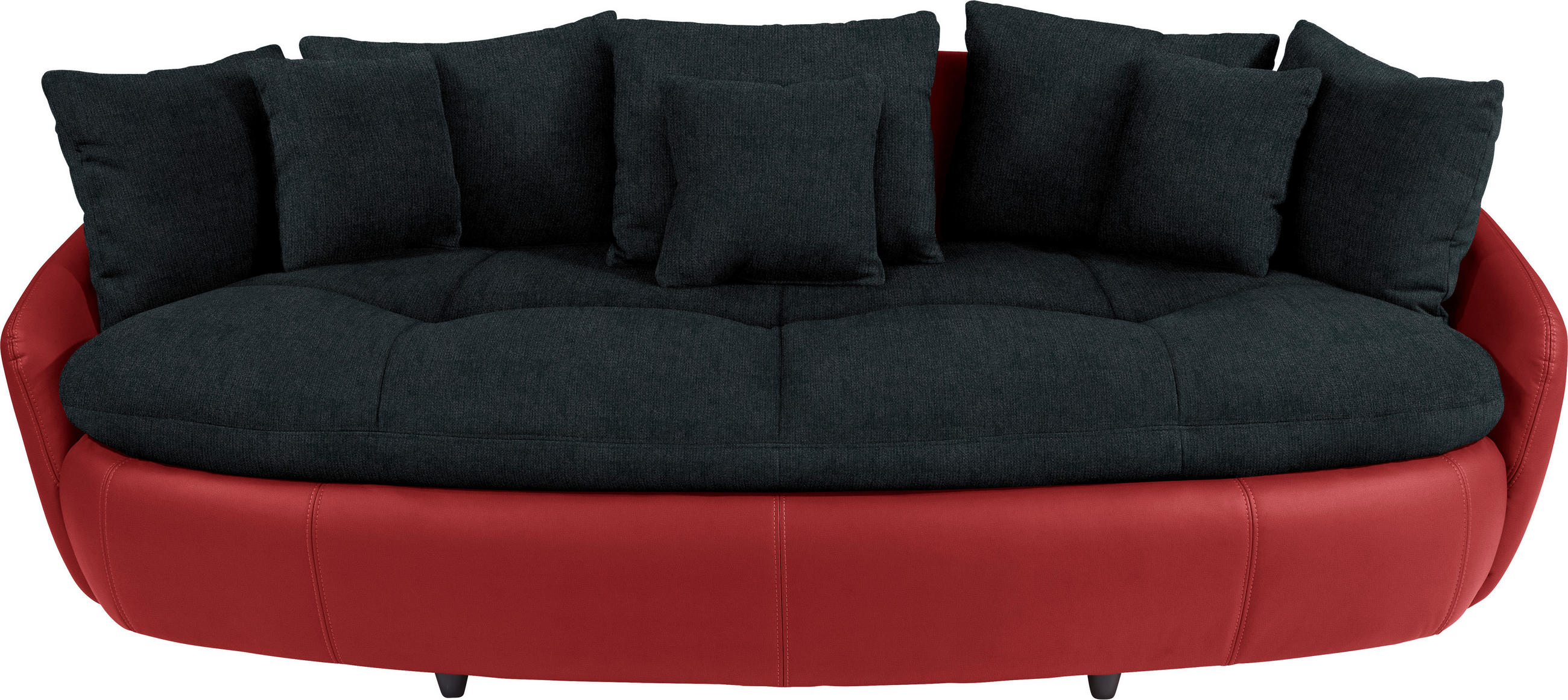 MEGASOFA Lederlook, Mikrofaser Rot, Schwarz  - Rot/Schwarz, LIFESTYLE, Textil (238/80/140cm) - MID.YOU