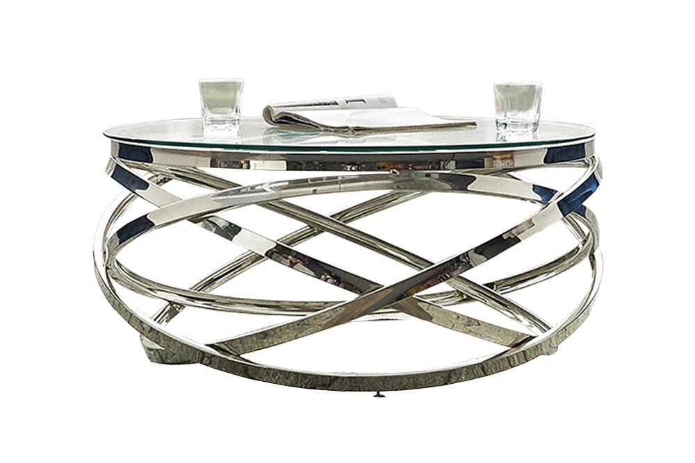 COUCHTISCH Sicherheitsglas 80/80/42 cm rund Klar, Silberfarben  - Klar/Silberfarben, Design, Glas/Metall (80/80/42cm) - Livetastic