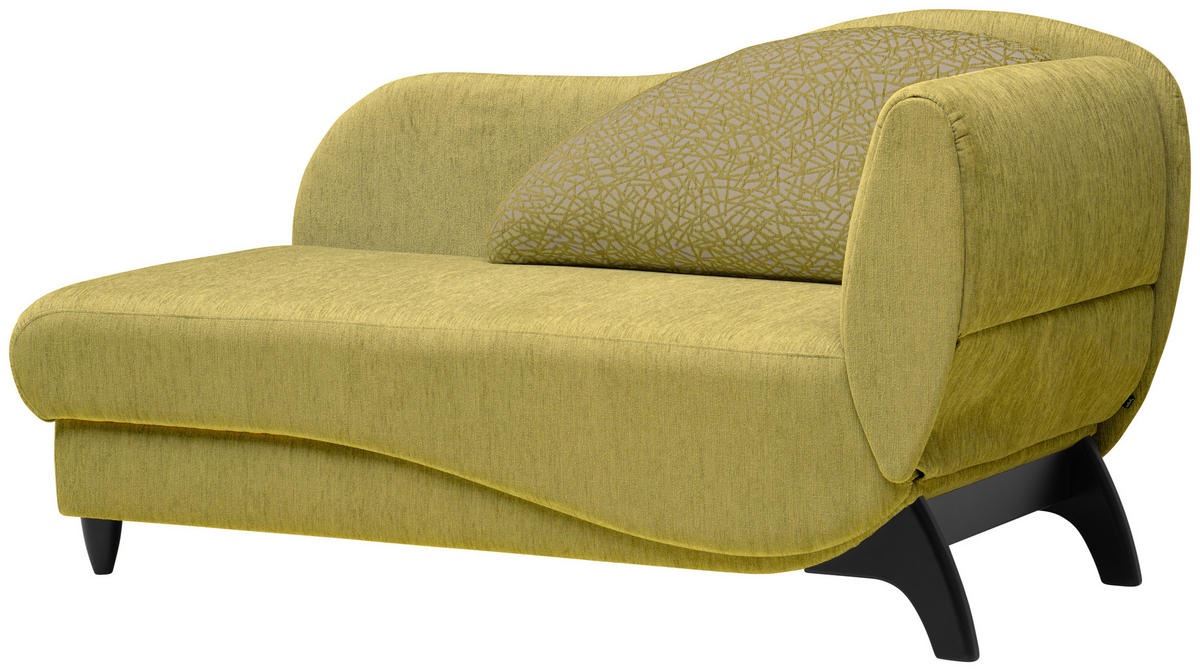RÉCAMIERE in Webstoff Hellgrün  - Schwarz/Hellgrün, Modern, Holz/Textil (171-190/87/84cm) - Joka