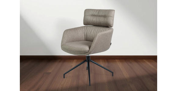 ARMLEHNSTUHL  Stoffauswahl, Sitzfläche 360° drehbar, automatische Rückholfunktion Webstoff  Grau  - Schwarz/Grau, Design, Textil/Metall (62/92/66cm) - Dieter Knoll