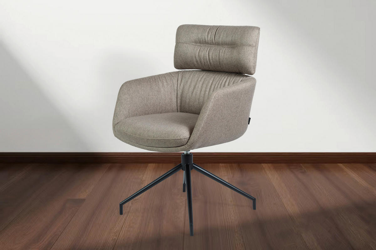ARMLEHNSTUHL  Stoffauswahl, Sitzfläche 360° drehbar, automatische Rückholfunktion Webstoff  Grau  - Schwarz/Grau, Design, Textil/Metall (62/92/66cm) - Dieter Knoll