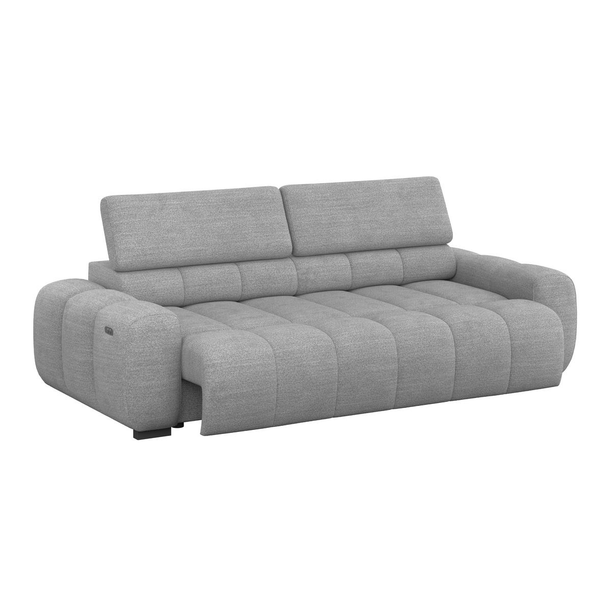 BIGSOFA inkl. mot. Funktion Webstoff Grau  - Schwarz/Grau, Design, Kunststoff/Textil (248/77-97/108cm) - Welnova