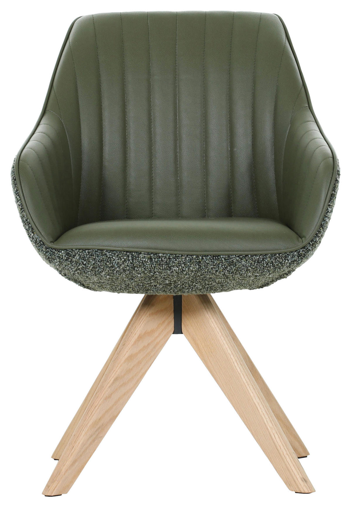 STOLIČKA S PODRÚČKAMI, ženilka, vzhľad kože, zelená, farba duba - zelená/farba duba, Konventionell, drevo/textil (60/83/65cm) - home24